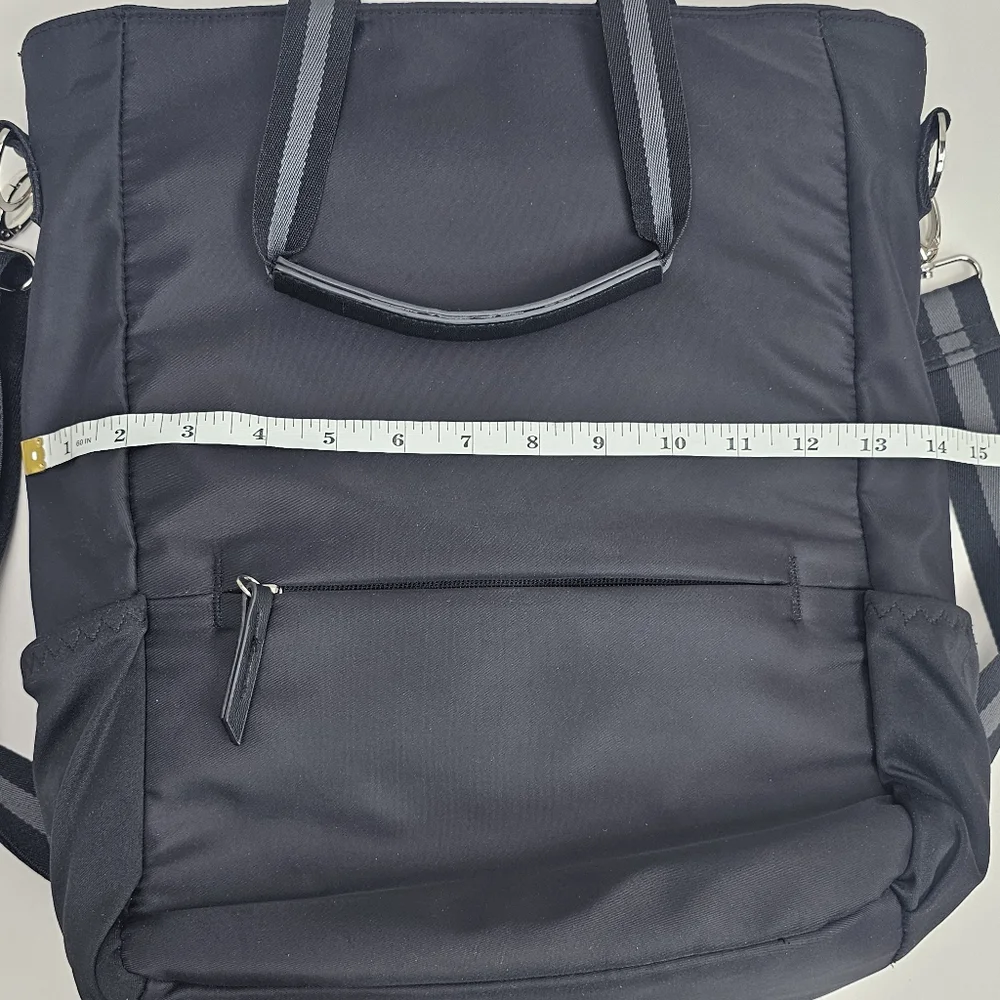 Cynthia Rowley Black Convertible Backpack Laptop Travel Bag, Trolley Sleeve, EUC